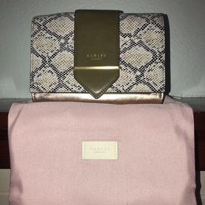 Radley snakeskin and rose gold clutch